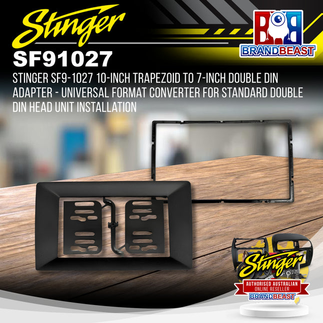 STINGER SF9-1027 10-Inch Trapezoid to 7-Inch Double DIN Adapter - Universal Format Converter for Standard Double DIN Head Unit Installation