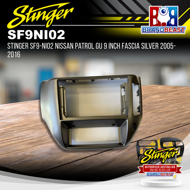 STINGER SF9-NI02 Nissan Patrol GU 9 Inch Fascia Silver 2005-2016