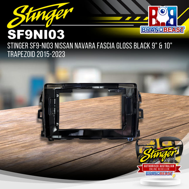Stinger SF9-NI03 Nissan Navara Fascia Gloss Black 9" & 10" Trapezoid 2015-2023