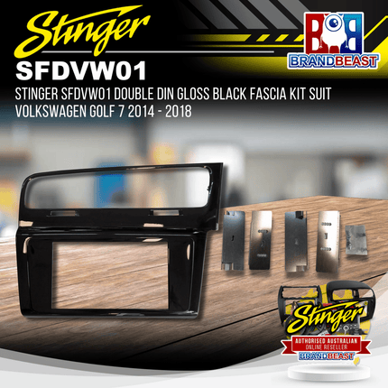 Stinger SFDVW01 Double DIN Gloss Black Fascia Kit Suit VW Golf 7 2014 - 2018