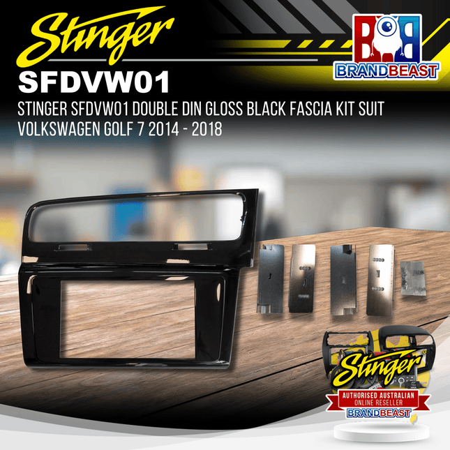 Stinger SFDVW01 Double DIN Gloss Black Fascia Kit Suit VW Golf 7 2014 - 2018