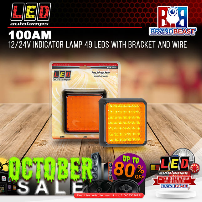 LED Autolamps 100AM 12/24V Indicator Lamp 49 LEDs With Bracket And Wire