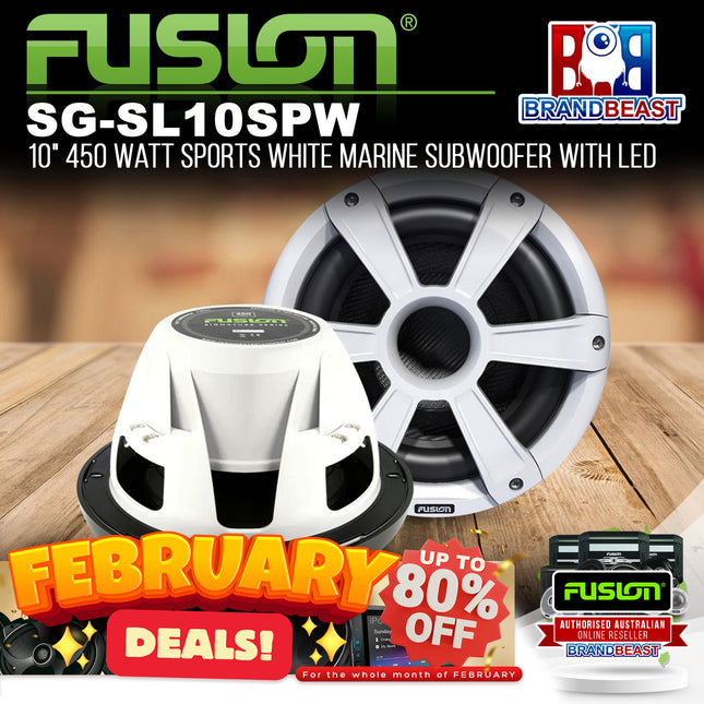 Fusion SG-SL10SPW - 10" 450 Watt Sports White Marine Subwoofer with LEDs