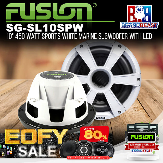 Fusion SG-SL10SPW - 10" 450 Watt Sports White Marine Subwoofer with LEDs