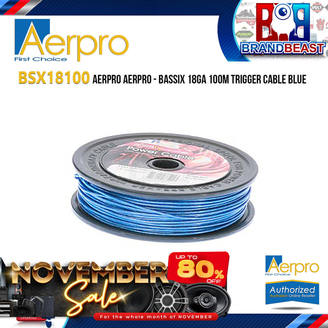 Aerpro BSX18100 Bassix 18AWG 100m Blue Trigger Cable