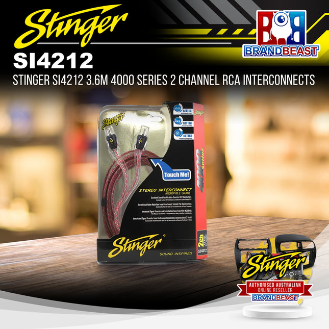 Stinger SI4212 3.6m 4000 Series 2 Channel RCA Interconnects