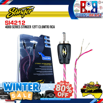 Stinger SI4212 3.6m 4000 Series 2 Channel RCA Interconnects