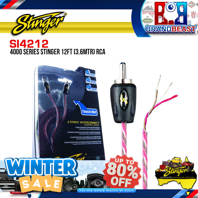 Stinger SI4212 3.6m 4000 Series 2 Channel RCA Interconnects
