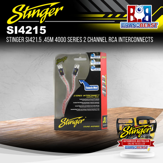 Stinger SI421.5 .45m 4000 Series 2 Channel RCA Interconnects