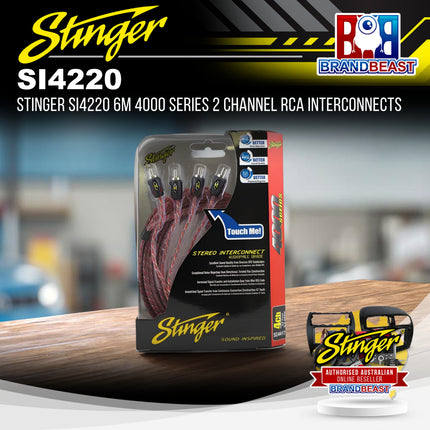 Stinger SI4220 6m 4000 Series 2 Channel RCA Interconnects