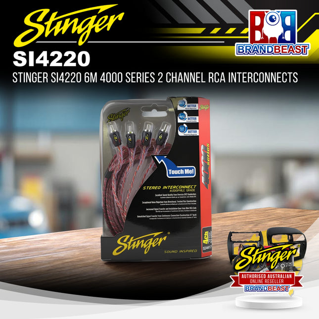 Stinger SI4220 6m 4000 Series 2 Channel RCA Interconnects