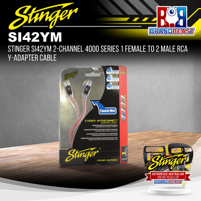Stinger SI42YM 2-Channel 4000 Series 1 Female To 2 Male RCA Y-Adapter Cable