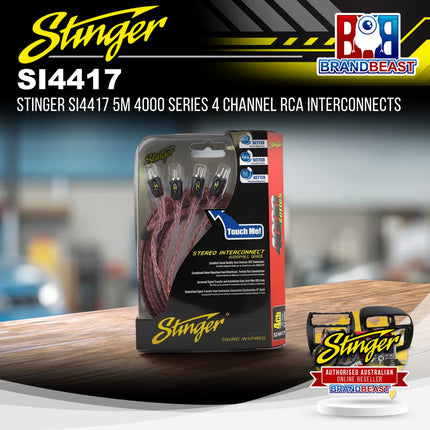 Stinger SI4417 5m 4000 Series 4 Channel RCA Interconnects