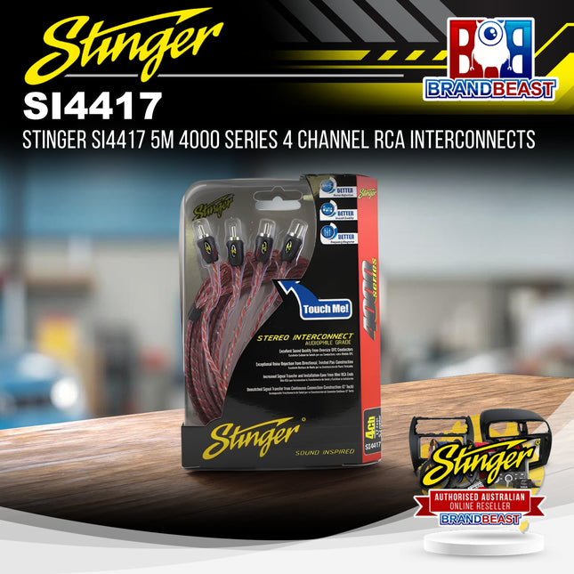 Stinger SI4417 5m 4000 Series 4 Channel RCA Interconnects