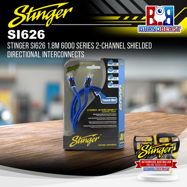 Stinger SI626 1.8m 6000 Series 2-Channel Shielded Directional Interconnects