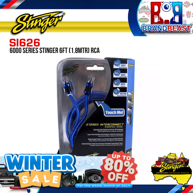 Stinger SI626 1.8m 6000 Series 2-Channel Shielded Directional Interconnects