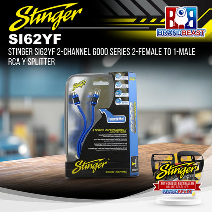 Stinger SI62YF 2-Channel 6000 Series 2-Female To 1-Male RCA Y Splitter