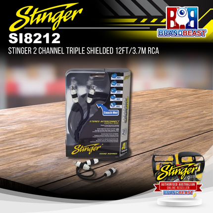 Stinger SI8212 8000 Series 2-Channel Triple Shielded RCA 12ft