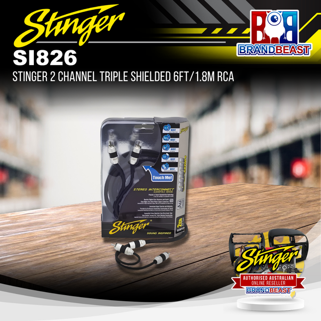 Stinger SI826 8000 Series 2-Channel Triple Shielded RCA 6ft