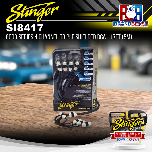 Stinger SI8417 8000 Series 4 Channel Triple Shielded RCA - 17ft (5m)
