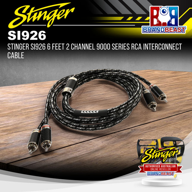 Stinger SI926 6 Feet 2 Channel 9000 Series RCA Interconnect Cable