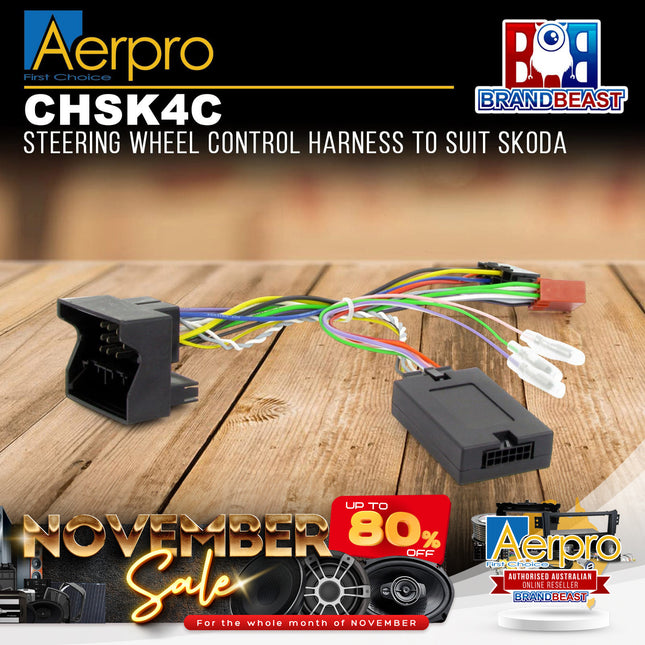 Aerpro CHSK4C Steering Wheel Control Harness Suit Skoda With Quadlock