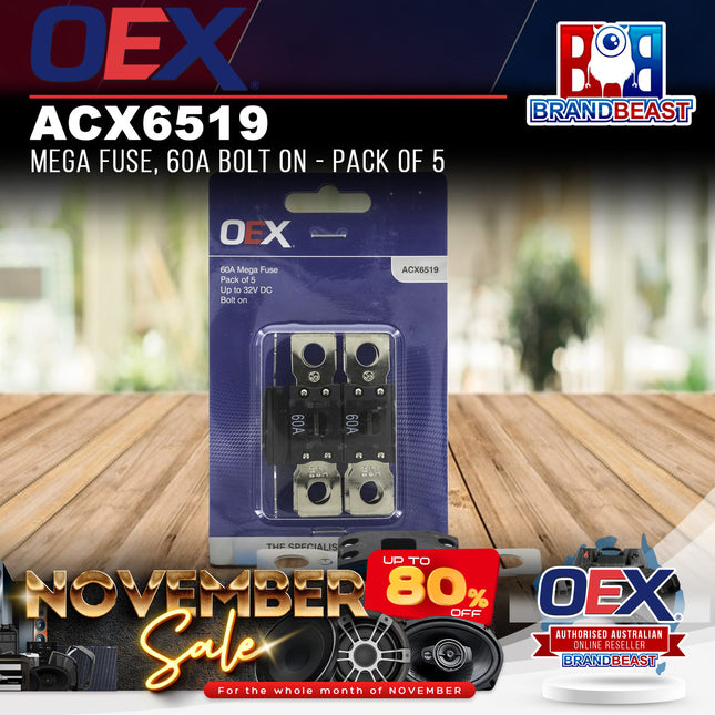 OEX ACX6519 Mega Fuse, 60A Bolt On - Pack of 5