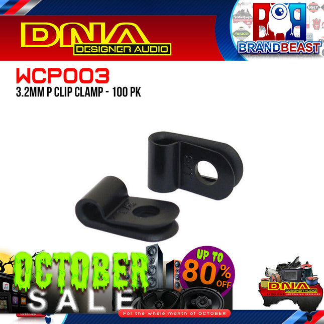 DNA WCP003 3mm Black Nylon P Clip Cable Clamps - 100 Pieces