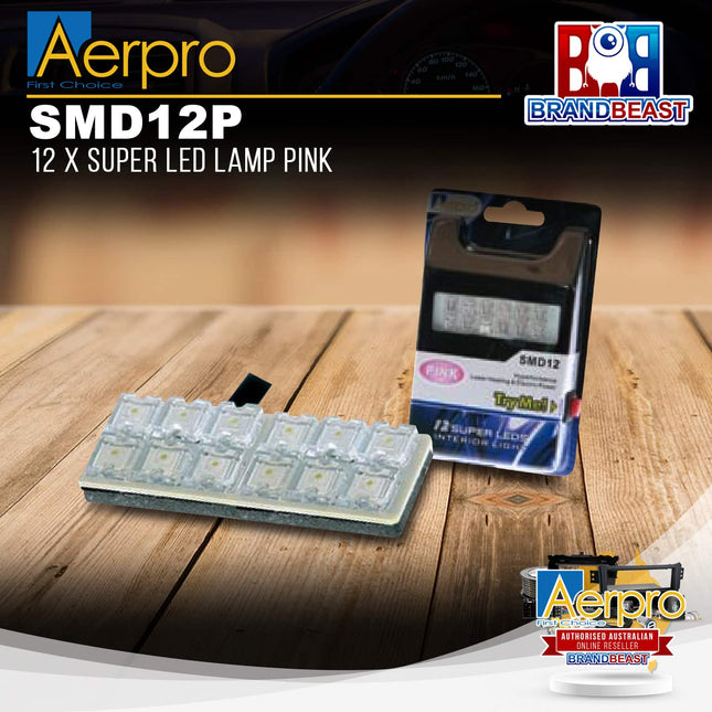 Aerpro SMD12P 12 X Super LED Lamp Pink