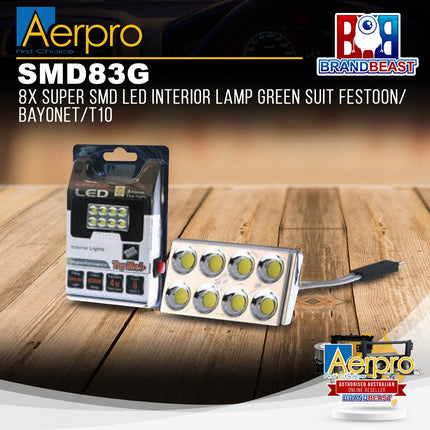 Aerpro SMD83G 8X Super SMD LED Interior Lamp Green Suit Festoon/Bayonet/T10