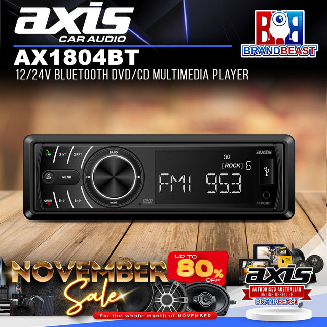 Axis AX1804BT 12/24V Bluetooth DVD/CD Multimedia Player
