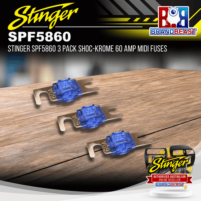 Stinger SPF5860 3 Pack Shoc-Krome 60 Amp MIDI Fuses