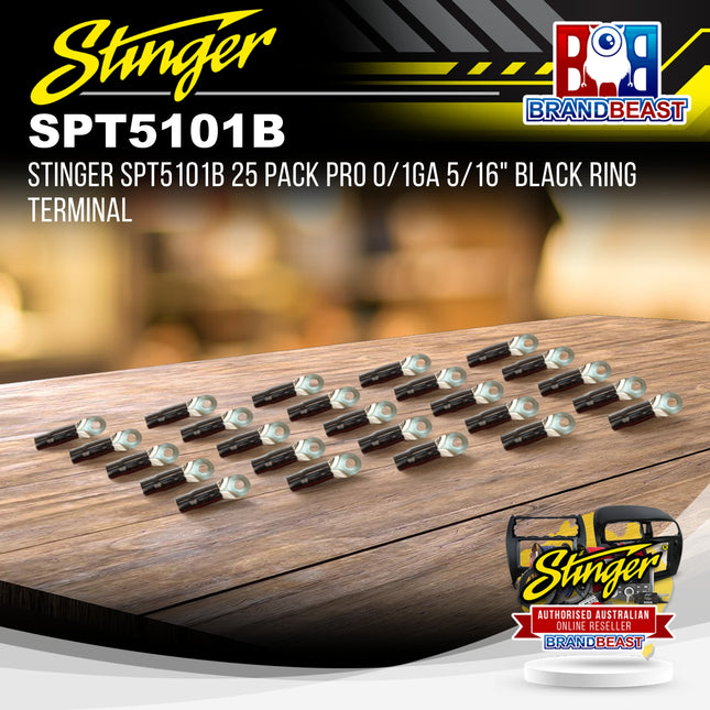 Stinger SPT5101B 25 Pack PRO 0/1GA 5/16" Black Ring Terminal