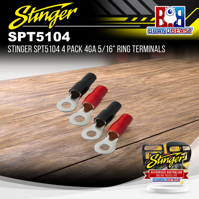 Stinger SPT5104 4 Pack 4GA 5/16" Ring Terminals