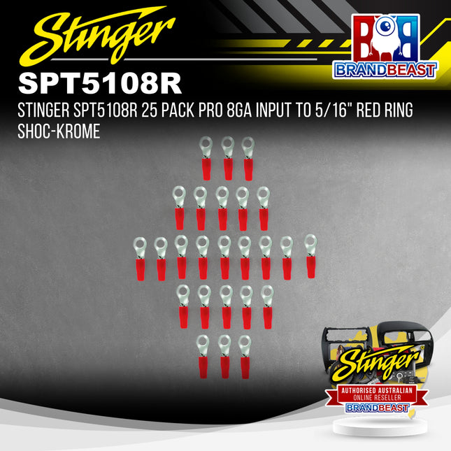 Stinger SPT5108R 25 Pack Pro 8GA Input to 5/16" Red Ring Shoc-Krome