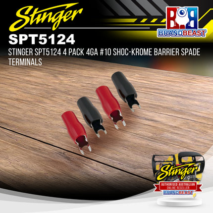 Stinger SPT5124 4 Pack 4GA #10 Shoc-Krome Barrier Spade Terminals