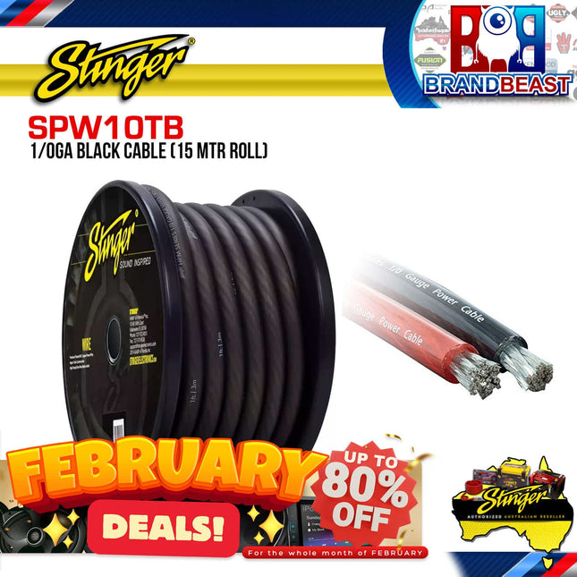 Stinger SPW10TB 15 Meter Roll 1/0GA Black Cable