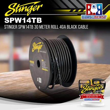 Stinger SPW14TB 30 Meter Roll 4GA Black Cable