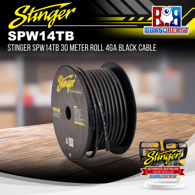 Stinger SPW14TB 30 Meter Roll 4GA Black Cable