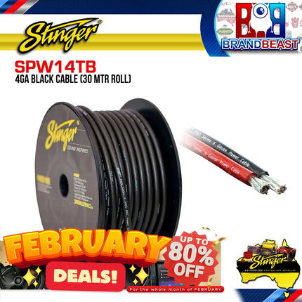 Stinger SPW14TB 30 Meter Roll 4GA Black Cable