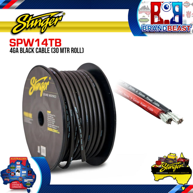 Stinger SPW14TB 30 Meter Roll 4GA Black Cable