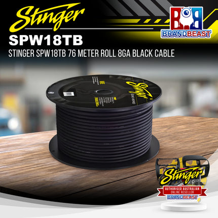 Stinger SPW18TB 76 Meter Roll 8GA Black Cable