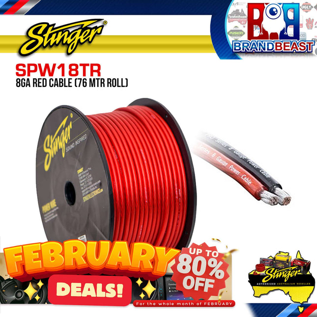 Stinger SPW18TR 76 Meter Roll 8GA Red Cable