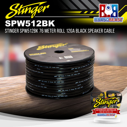Stinger SPW512BK 76 Meter Roll 12GA Black Speaker Cable