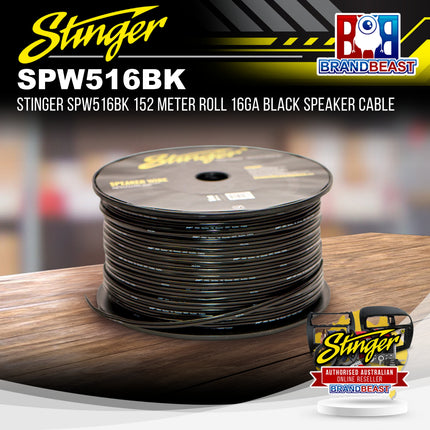 Stinger SPW516BK 152 Meter Roll 16GA Black Speaker Cable