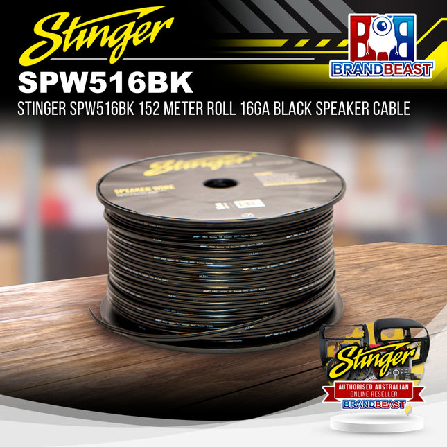 Stinger SPW516BK 152 Meter Roll 16GA Black Speaker Cable
