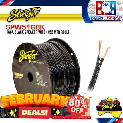 Stinger SPW516BK 152 Meter Roll 16GA Black Speaker Cable