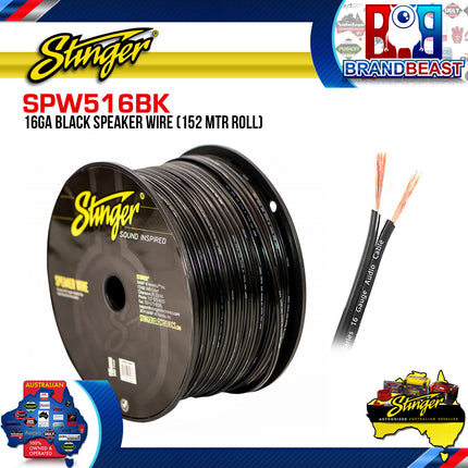 Stinger SPW516BK 152 Meter Roll 16GA Black Speaker Cable