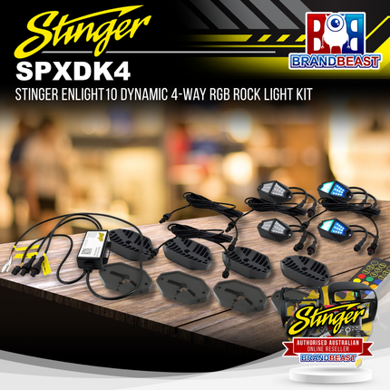 Stinger SPXDK4 ENLIGHT10 Dynamic 4-Way RGB Rock Light Kit