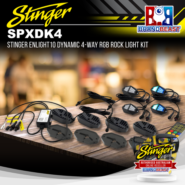Stinger SPXDK4 ENLIGHT10 Dynamic 4-Way RGB Rock Light Kit